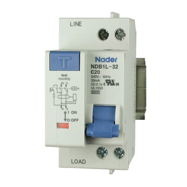 Asi Circuit Breaker, NDB1L-32C Series, 20A, 2 Pole, 240V AC, 4.5kA, C Curve NDB1L-32C-20-240V - main